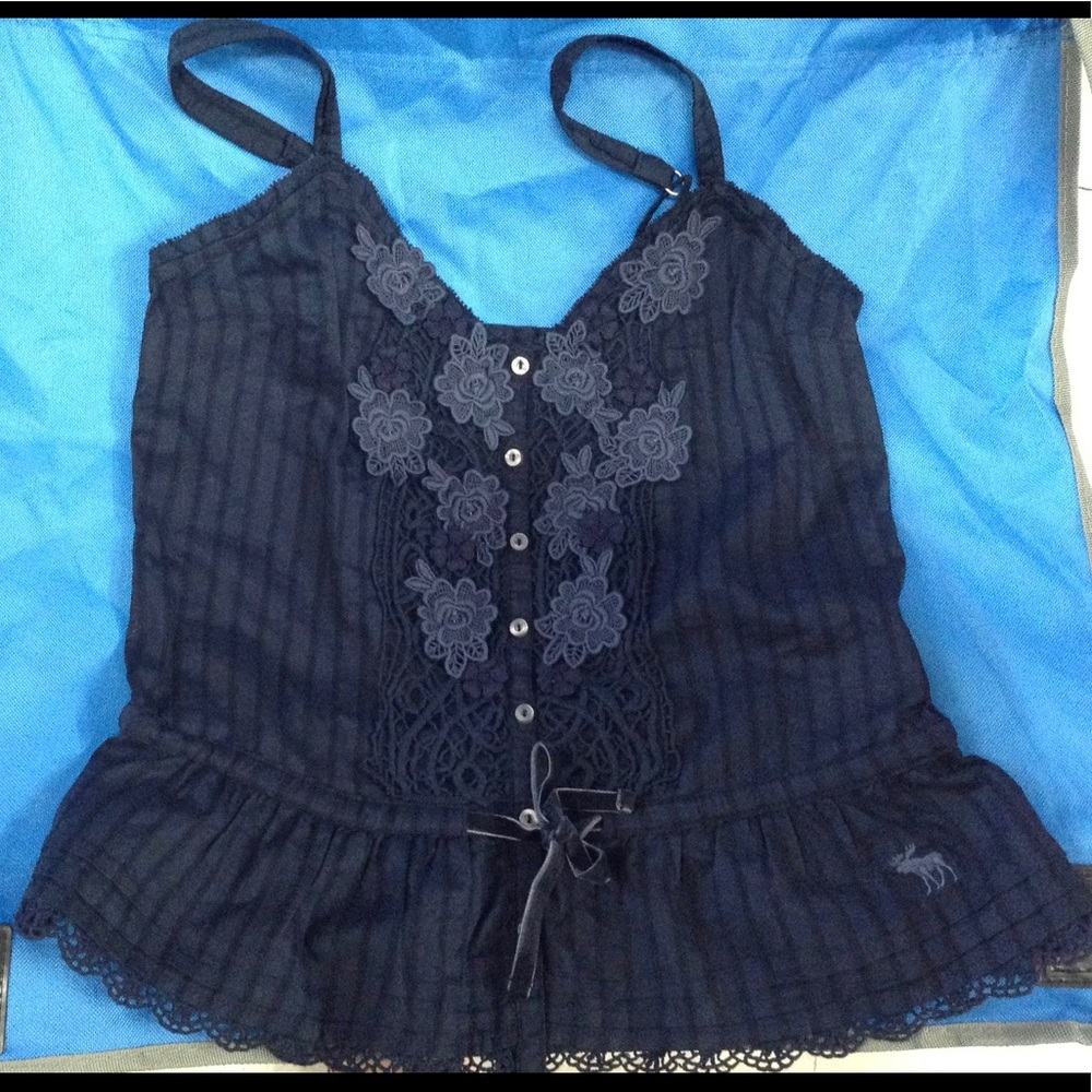 Abercrombie Kids Blue Floral Lace Tank Top